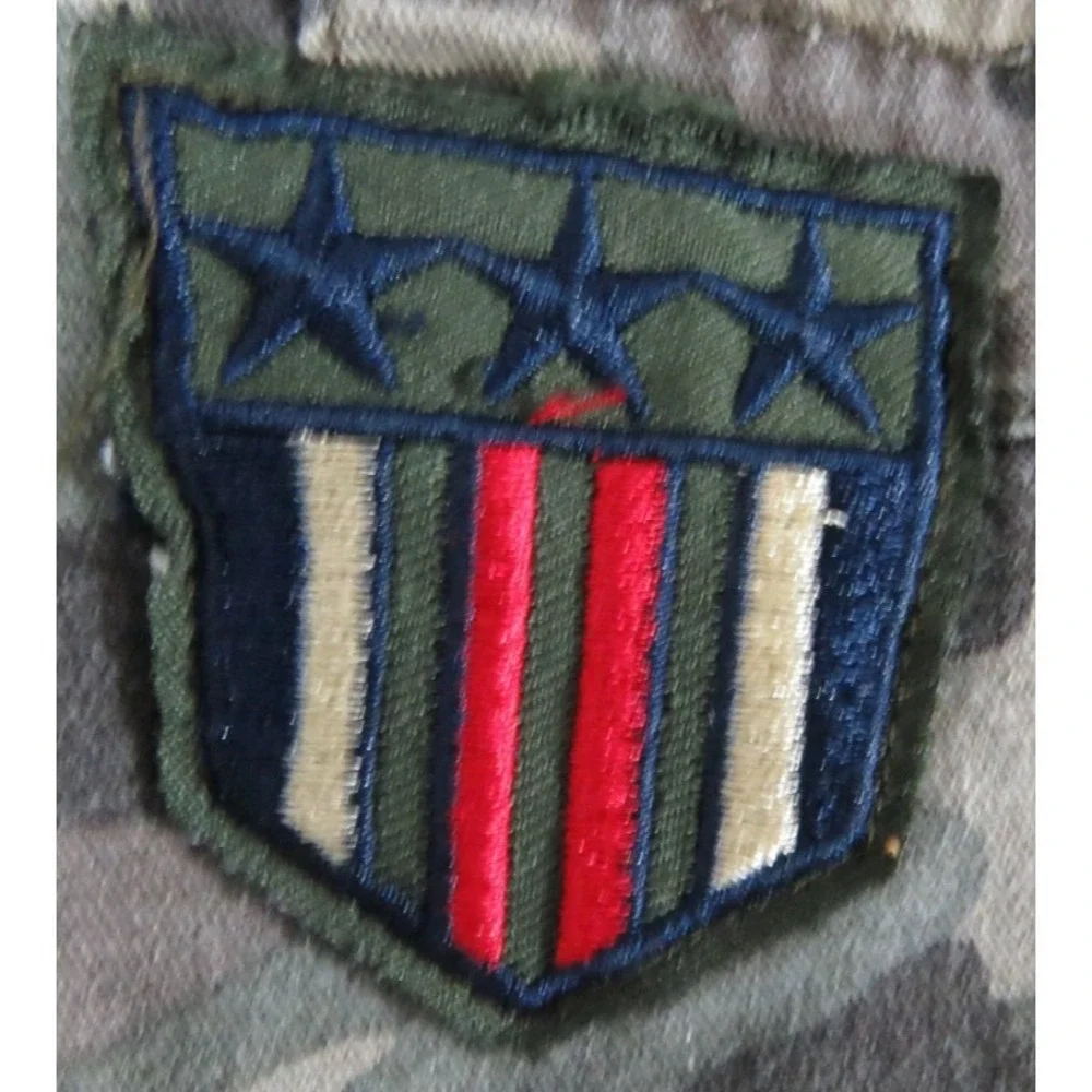 Lazer Men L Camo Military Utility Shirt Jacket Embroidered Wings Patch Shacket